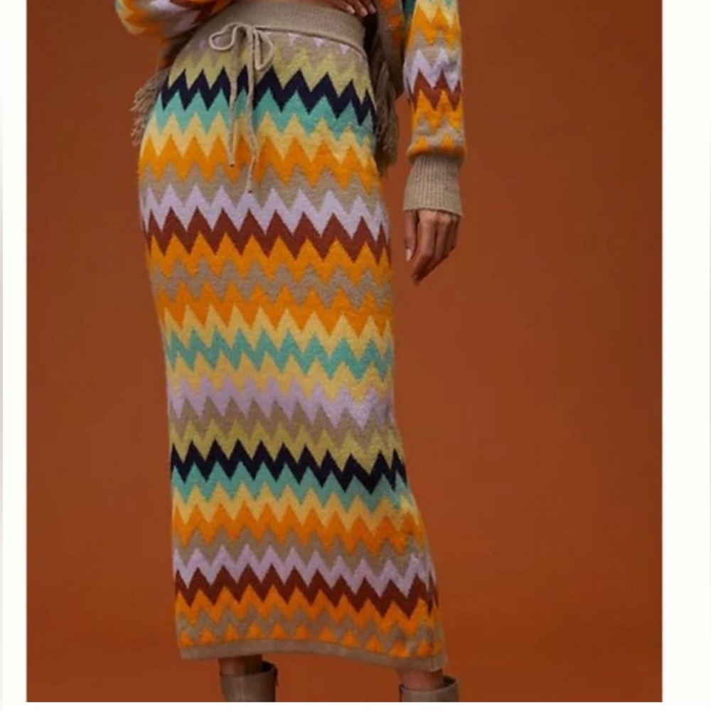 PLENTY by Tracy Reese Chevron Jacquard Sweater Midi Skirt Size SMALL